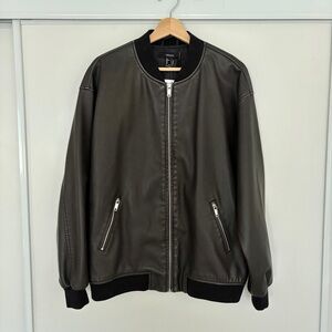 Forever 21 Men's Faux Leather Bomber Jacket